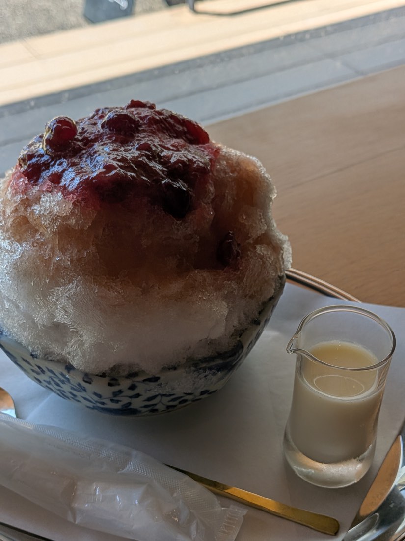 Shaved ice dessert with red bean